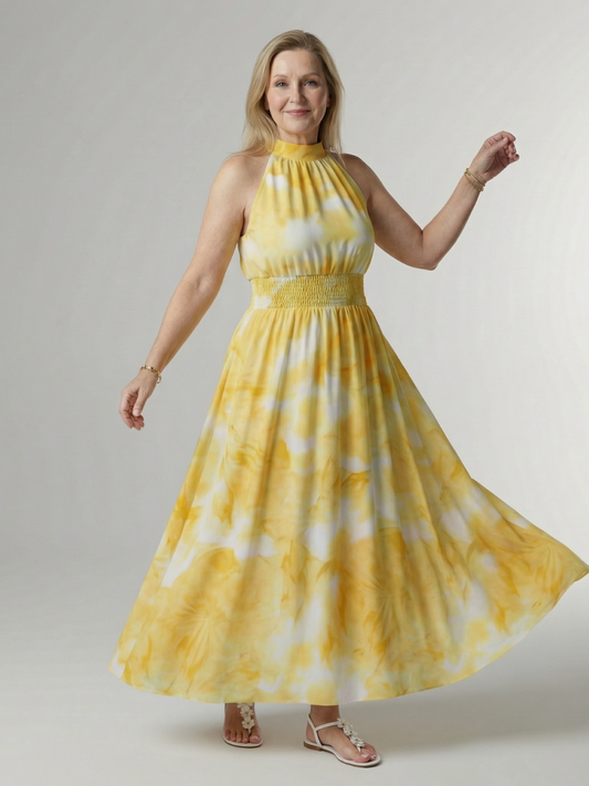 Sylin | Abito Midi con Scollo All’Americana e Vita Arricciata