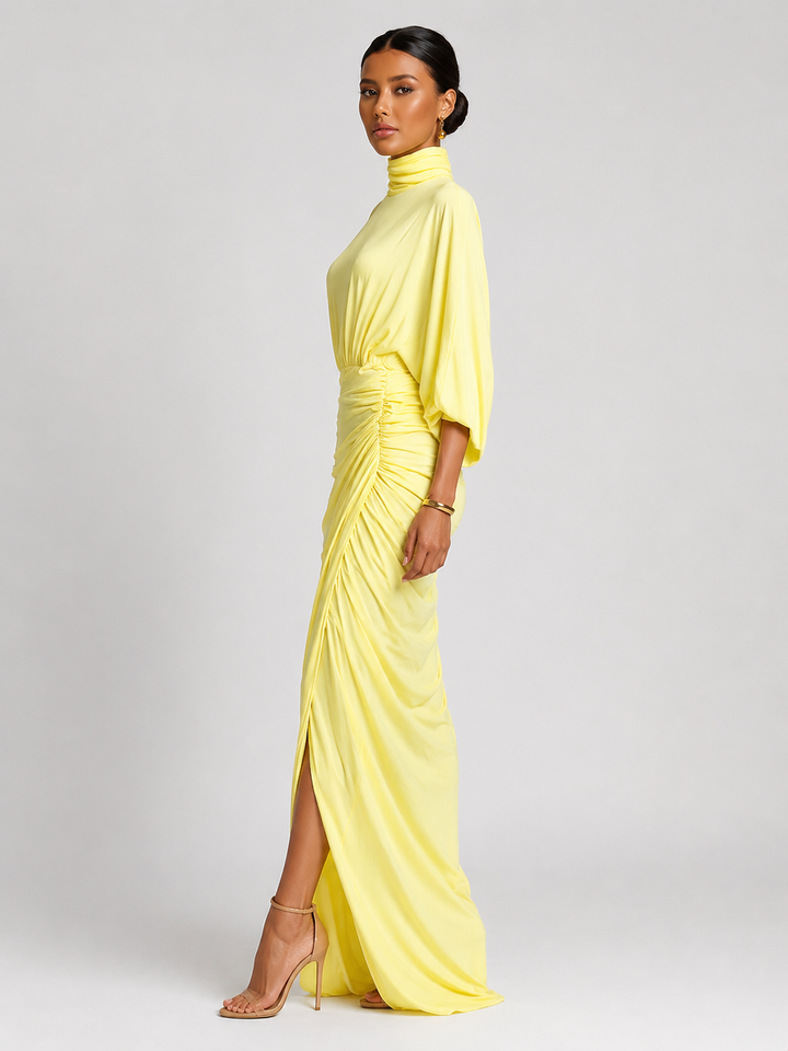 Vestido Maxi Cómodo en Mezcla Amarillo Vivo