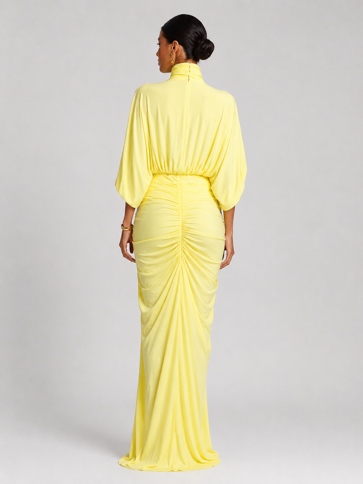 Vestido Maxi Cómodo en Mezcla Amarillo Vivo
