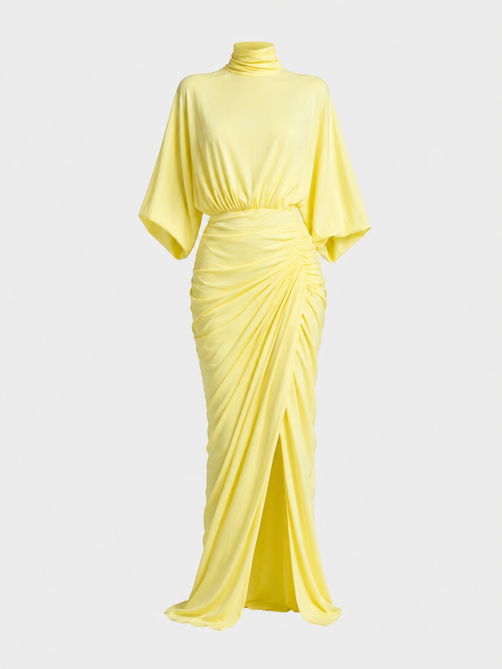 Vestido Maxi Cómodo en Mezcla Amarillo Vivo