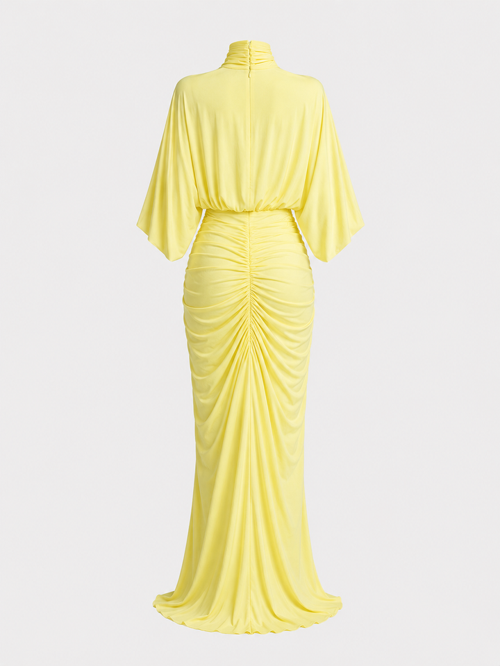 Vestido Maxi Cómodo en Mezcla Amarillo Vivo