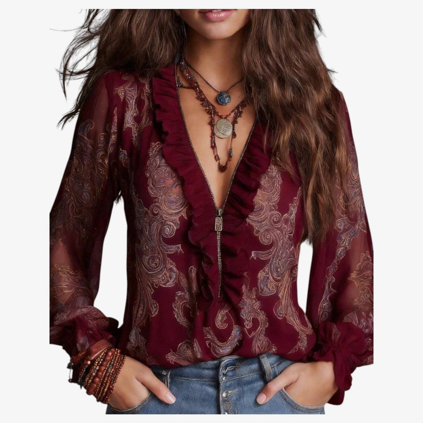 Selena | Blusa in chiffon con volant