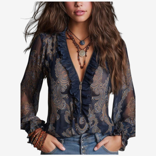 Selena | Blusa in chiffon con volant