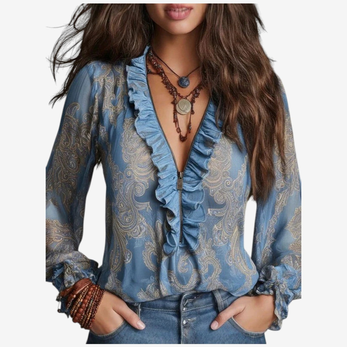 Selena | Blusa in chiffon con volant
