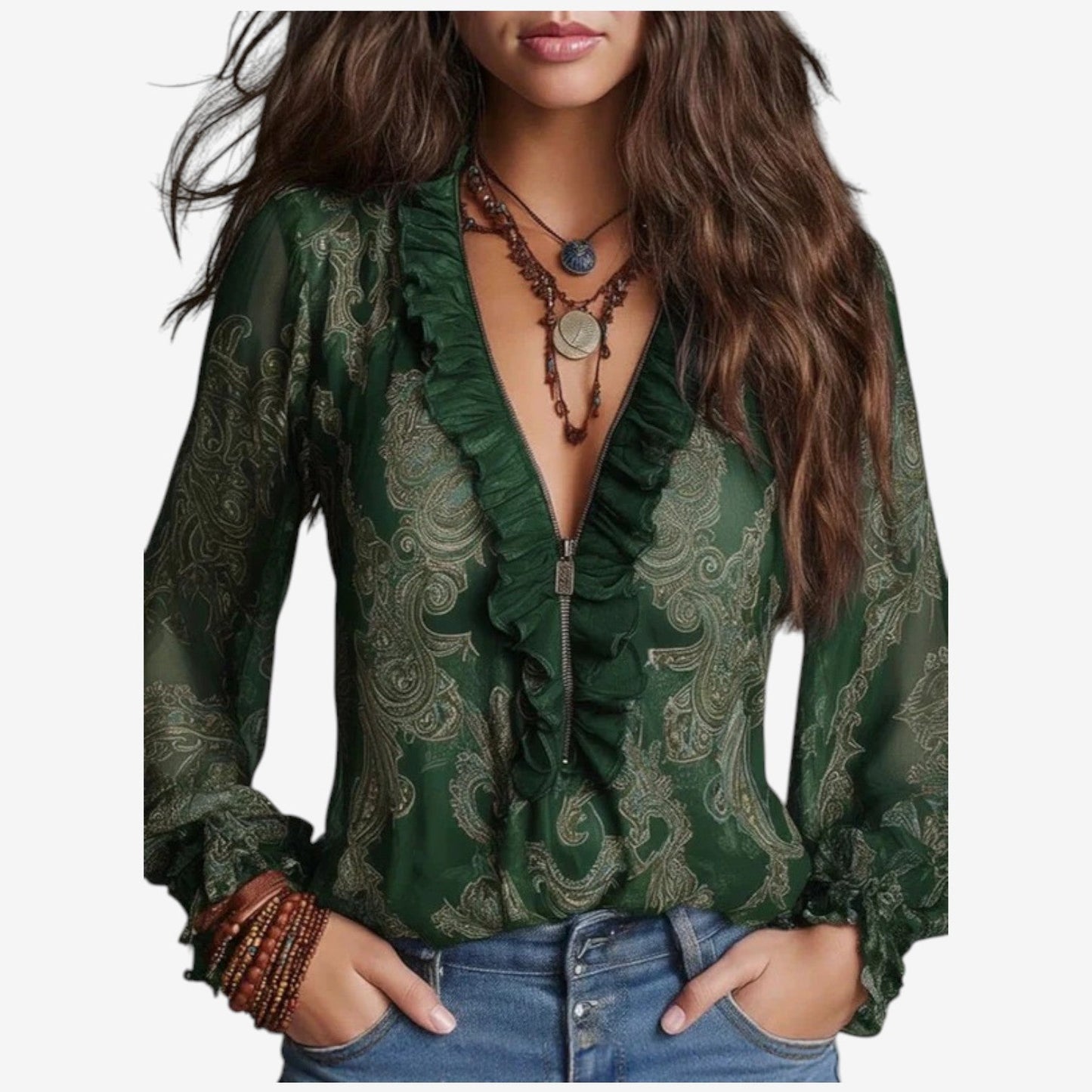 Selena | Blusa in chiffon con volant