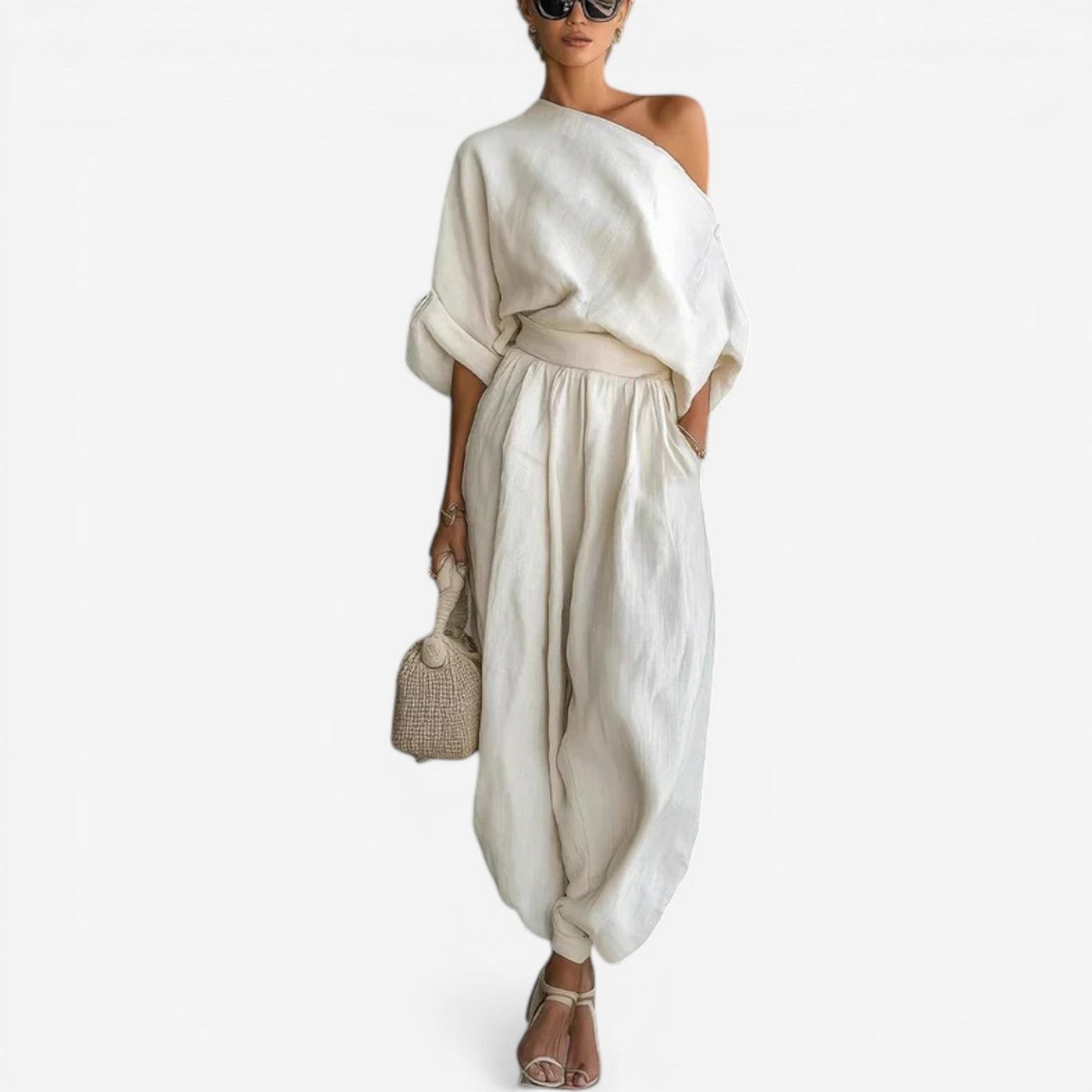 Jessica | Completo in lino monospalla