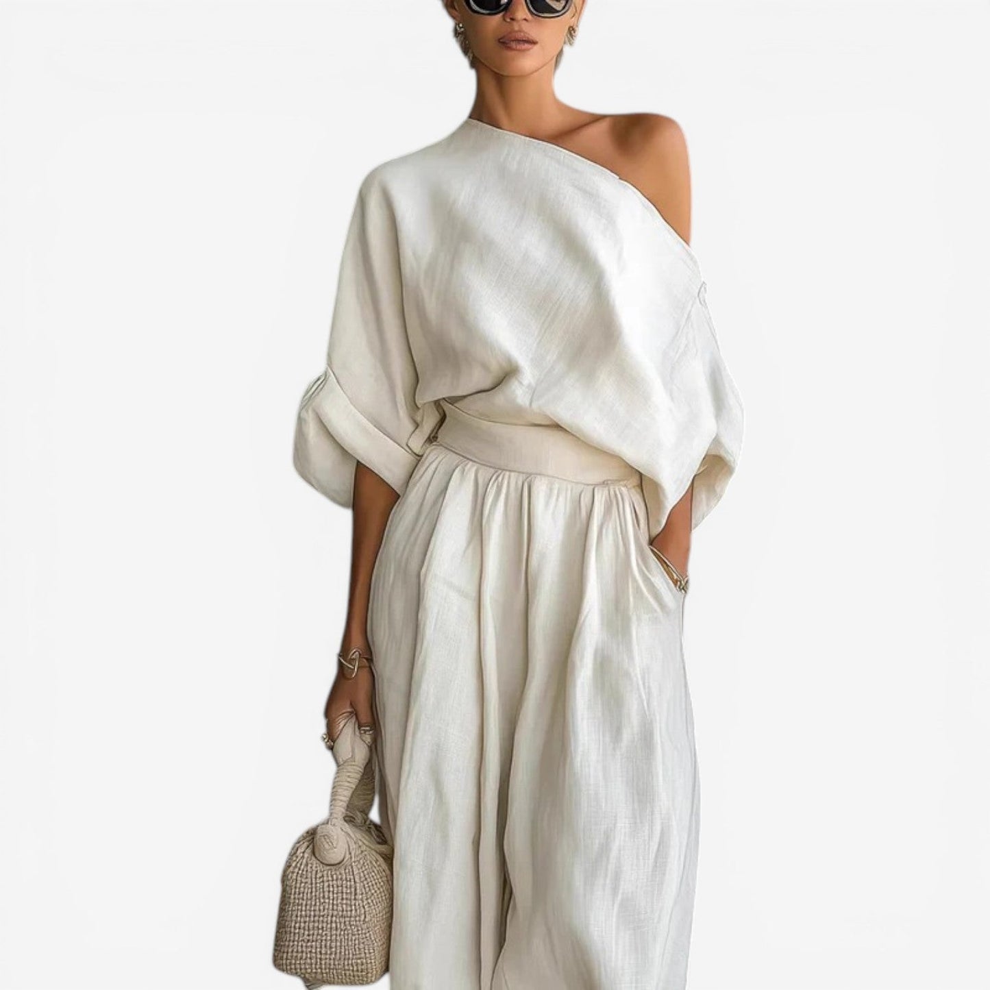 Jessica | Completo in lino monospalla