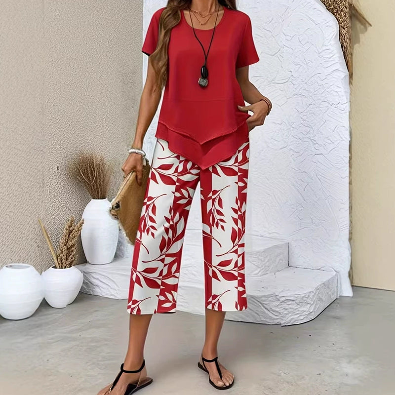 SALDI ESTIVI IMPERDIBILIOLTRE 50.000 VENDUTI!SCO¡70% DE DESCUENTO! Conjunto informal compuesto por una túnica de cuello redondo y unos pantalones de pierna ancha.